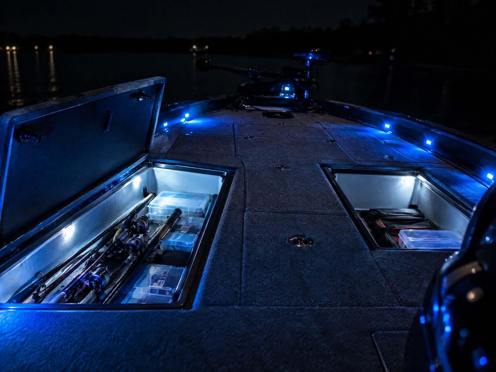 Courtesy lighting and lit storage compartments.